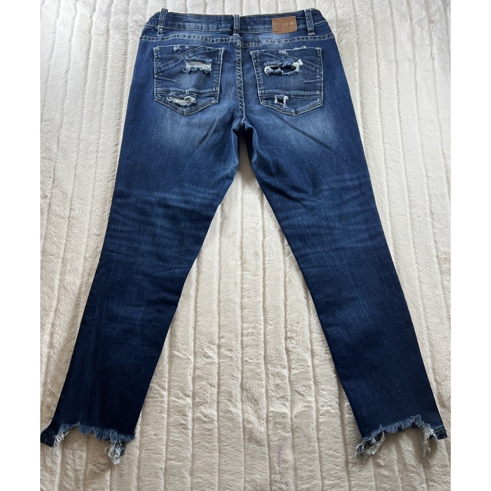 BKE‎ Payton Skinny Jeans Womens 32x27 Dark Wash Blue Mid Rise Distressed Denim